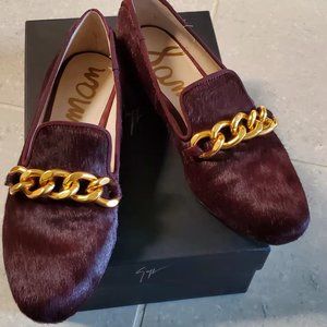Sam Edelman Maroon/Wine Calfhair Loafers